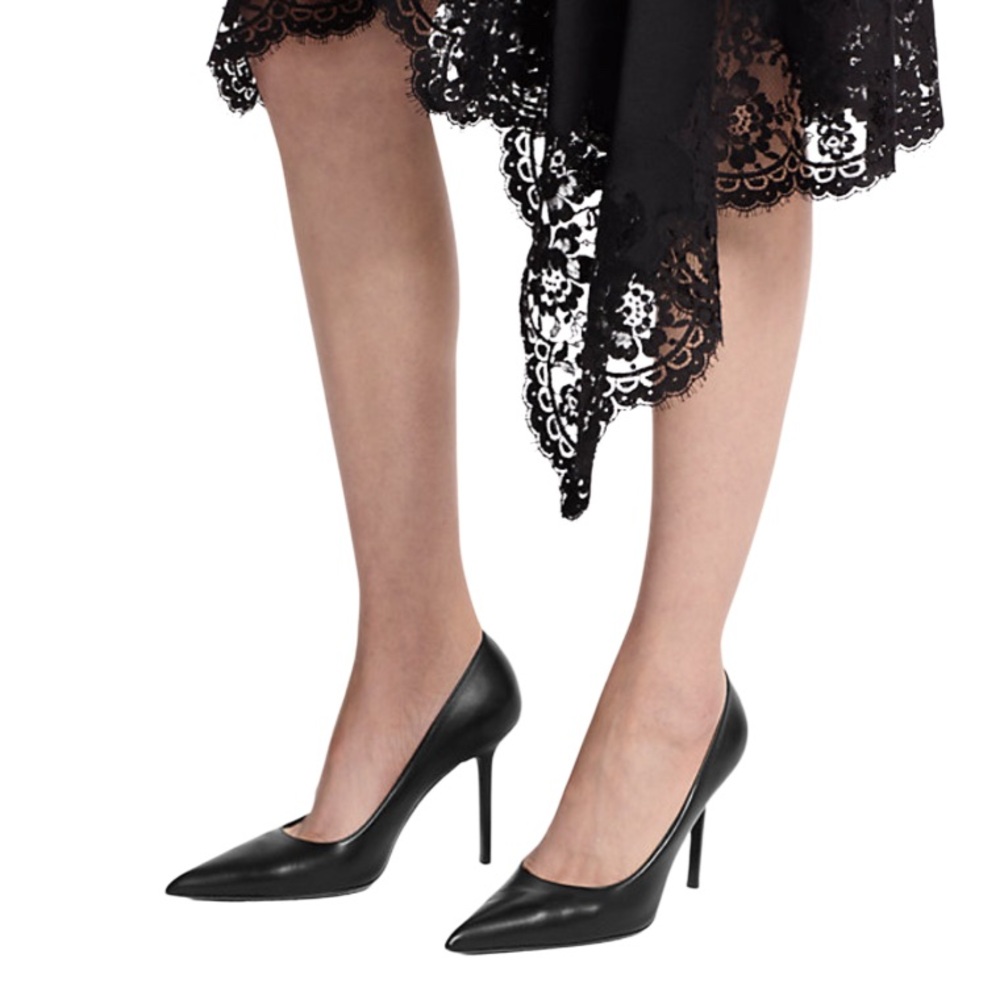 Wrn1X  Michael Kors black leather point toe heels women’s shoes size 7.5 38